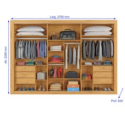 Guarda Roupa 3 Portas Vitória com Espelho 100% Mdf Peroba Off White - Móveis Europa - 6