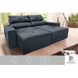 Sofá Retrátil e Reclinável 1,50m Preto com Molas – Design Slim e Sofisticação - 2