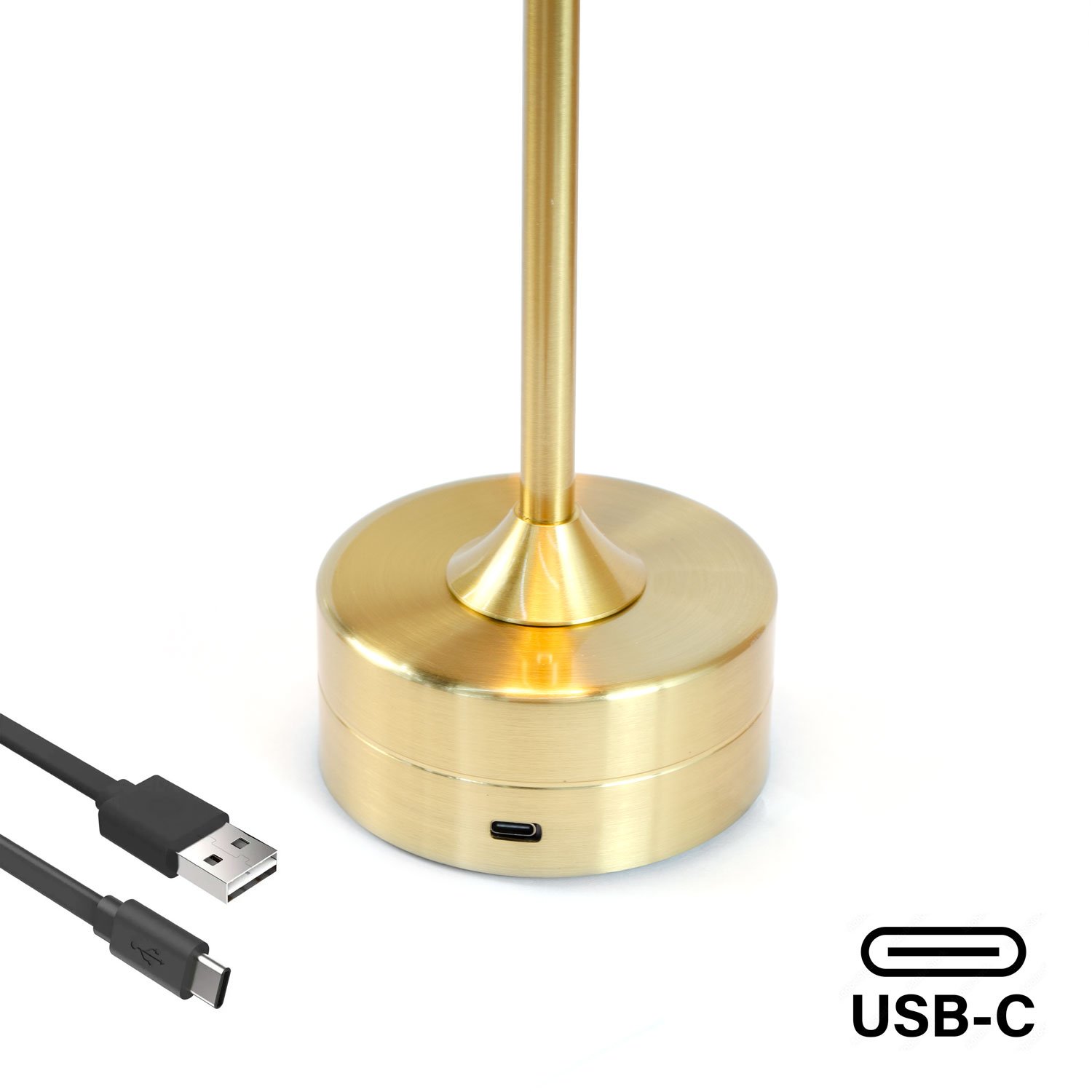 Par 2x Luminária de Mesa Touch Candeeiro Led sem Fio Recarregável Grande - Dourado - 4