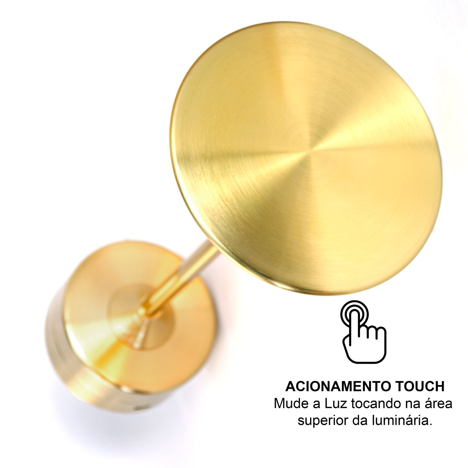 Par 2x Luminária de Mesa Touch Candeeiro Led sem Fio Recarregável Grande - Dourado - 3