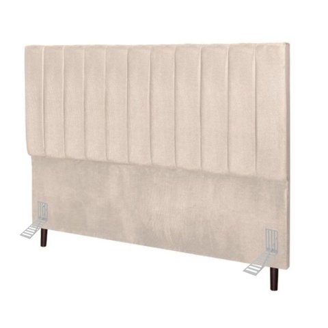 Cabeceira Estofada Cama Box Solteiro 90 Cm Catarina Suede e Frame:bege