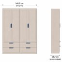 Ver imagem 5 de Armário para Quarto Infantil 4 Portas e 4 Gavetas Theo Bege/Areia/Azul Petróleo