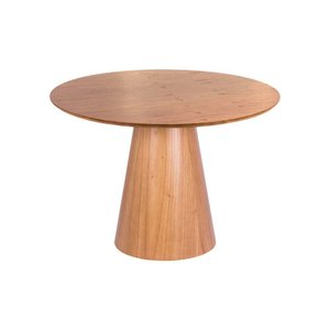 Mesa de Jantar Cone Redonda 90 Cm - Lâmina de Madeira Cinamomo