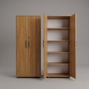 Ver imagem 2 de Kit 2 Armários Multiuso Caio Guarda-Roupa Quarto com Prateleiras e Chave