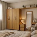 Ver imagem 5 de Kit 2 Armários Multiuso Caio Guarda-Roupa Quarto com Prateleiras e Chave