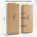 Ver imagem 4 de Kit 2 Armários Multiuso Caio Guarda-Roupa Quarto com Prateleiras e Chave