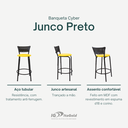 Ver imagem 3 de Kit 6 Banquetas para Balcão Cozinha Gourmet Junco Preto Bancada Ilha Banco 60cm Itagold