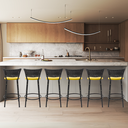 Ver imagem 6 de Kit 6 Banquetas para Balcão Cozinha Gourmet Junco Preto Bancada Ilha Banco 60cm Itagold