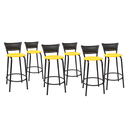 Ver imagem 1 de Kit 6 Banquetas para Balcão Cozinha Gourmet Junco Preto Bancada Ilha Banco 60cm Itagold