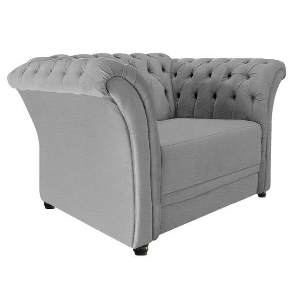 Kit Poltrona e Namoradeira Chesterfield Sofia Corano Cinza - ADJ Decor - 2