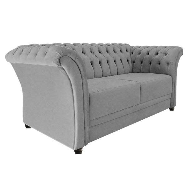 Kit Poltrona e Namoradeira Chesterfield Sofia Corano Cinza - ADJ Decor - 3