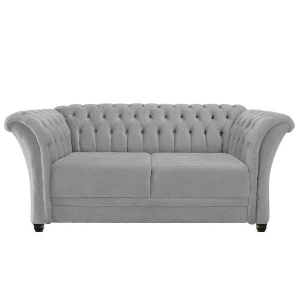 Kit Poltrona e Namoradeira Chesterfield Sofia Corano Cinza - ADJ Decor - 7