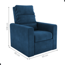 Ver imagem 2 de Poltrona Lyon Azul Reclinável em Veludo com 2 Estágios 69cm para Sala e Quarto