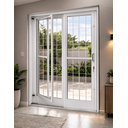 Ver imagem 3 de Porta de Correr Aço Branco 02 Folhas C/postigo e Grade Quadriculada Gold