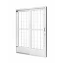 Ver imagem 1 de Porta de Correr Aço Branco 02 Folhas C/postigo e Grade Quadriculada Gold