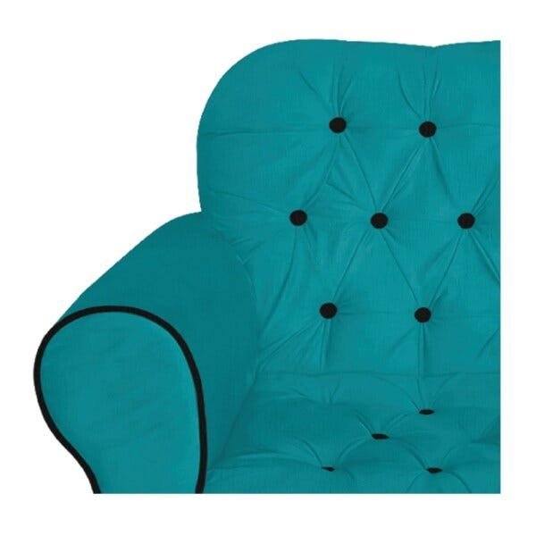 Kit Poltrona, Namoradeira e Puff Mariana Base Giratória de Metal Suede Azul Turquesa - Amarena Móvei - 11