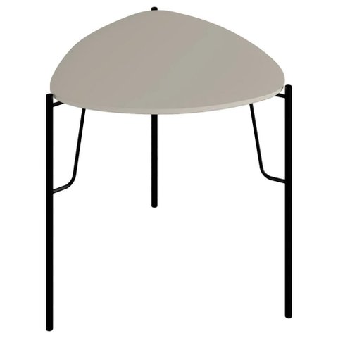 Mesa Lateral para Sala de Estar Baixa Pés Industrial Preto Alef I03 Grigio - Lyam Decor
