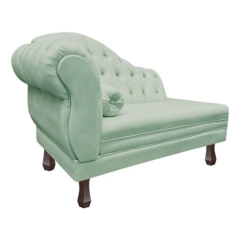 Recamier Divã Larissa 1,20cm Direito Sala Veludo:Acqua/Liso