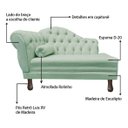 Ver imagem 4 de Recamier Divã Larissa 1,20cm Direito Sala Veludo:Acqua/Liso