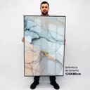 Ver imagem 2 de Quadro Decorativo Caixa Alta com Vidro Abstrato Mármore Cores Suaves TaColado Moldura Madeira 120 x