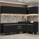 Ver imagem 2 de Armário de Cozinha Modulado de Canto 6 Peças Cp31 Balcão sem Tampo Preto - Lumil Lumil Móveis