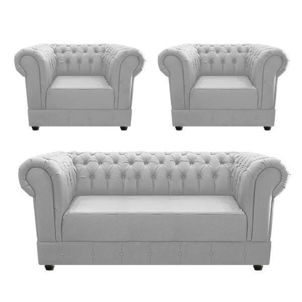 Kit 02 Poltronas e Namoradeira Chesterfield Ana Corano Branco - ADJ Decor - 1