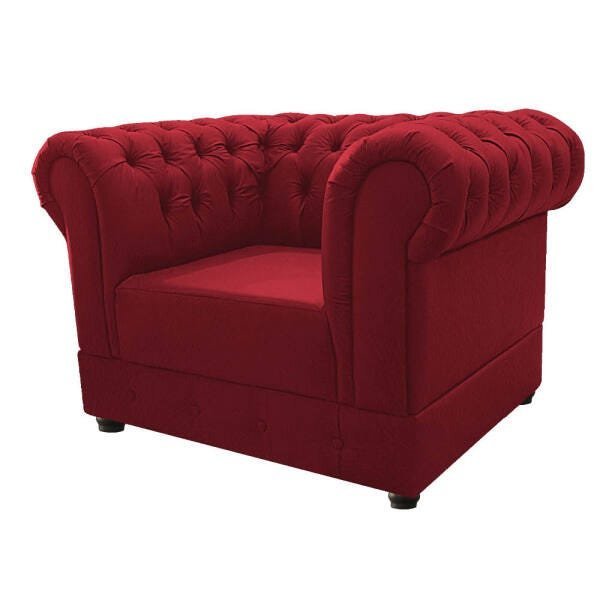 Kit 2 Poltronas e Namoradeira Chesterfield Ana Suede Vermelho - 2