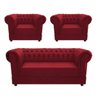 Kit 2 Poltronas e Namoradeira Chesterfield Ana Suede Vermelho - 1
