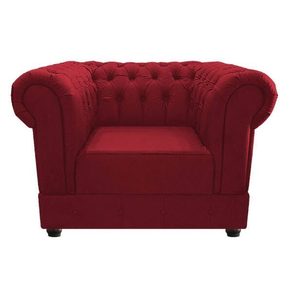 Kit 2 Poltronas e Namoradeira Chesterfield Ana Suede Vermelho - 6