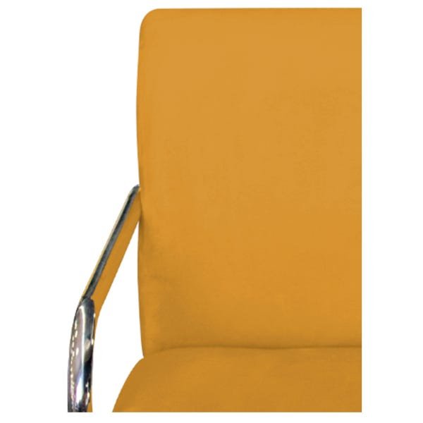 Poltrona Decorativa Sara Pés Cromado Suede Mostarda - ADJ Decor - 4