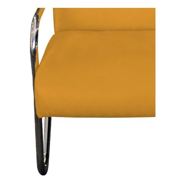Poltrona Decorativa Sara Pés Cromado Suede Mostarda - ADJ Decor - 5