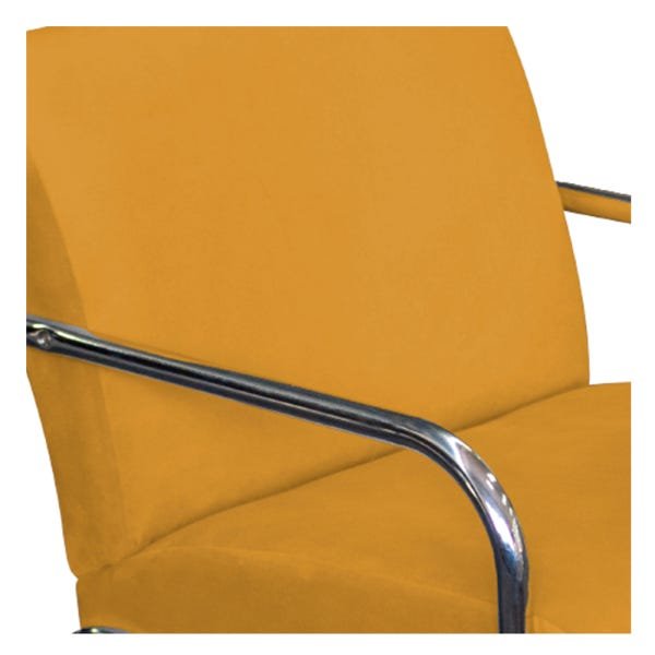 Poltrona Decorativa Sara Pés Cromado Suede Mostarda - ADJ Decor - 6