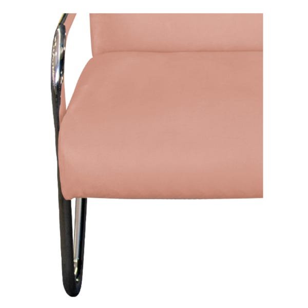 Poltrona Decorativa Sara Pés Cromado Suede Rosê - ADJ Decor - 5