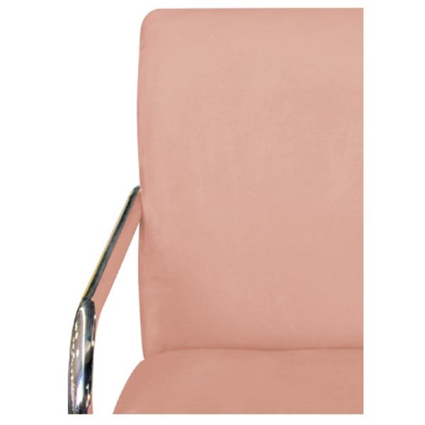 Poltrona Decorativa Sara Pés Cromado Suede Rosê - ADJ Decor - 4