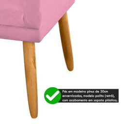 Poltrona 2 Lugares Simples para Sala Decorativa Suede Rosa - 3
