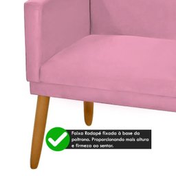 Poltrona 2 Lugares Simples para Sala Decorativa Suede Rosa - 4
