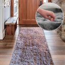 Ver imagem 3 de Tapete Passadeira Felpudo Macio e Fofinho Cinza Universal para Cozinha, Sala e Corredor Casa Dona