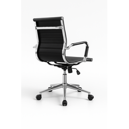 Kit 8 Cadeiras de Escritório Diretor Eames em Couro - Preta - 3