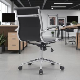 Kit 8 Cadeiras de Escritório Diretor Eames em Couro - Preta - 7