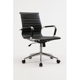 Kit 8 Cadeiras de Escritório Diretor Eames em Couro - Preta - 6