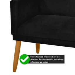 Sofá Pés Palito Estofado de 2 Lugares Nina Corino Preto - 4