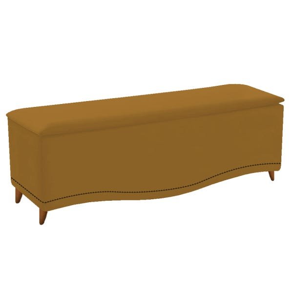 Kit Cabeceira e Calçadeira Yasmim 160 cm Queen Size Suede Mostarda - ADJ Decor - 3
