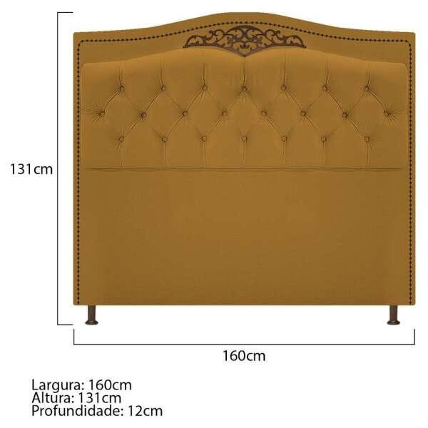 Kit Cabeceira e Calçadeira Yasmim 160 cm Queen Size Suede Mostarda - ADJ Decor - 4