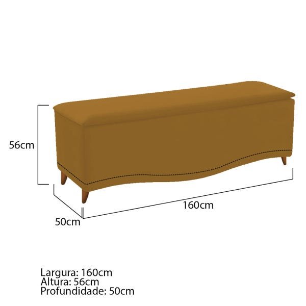 Kit Cabeceira e Calçadeira Yasmim 160 cm Queen Size Suede Mostarda - ADJ Decor - 5