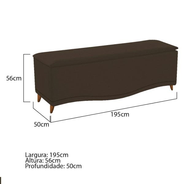 Kit Cabeceira e Calçadeira Yasmim 195 cm King Size Corano Marrom - ADJ Decor - 5
