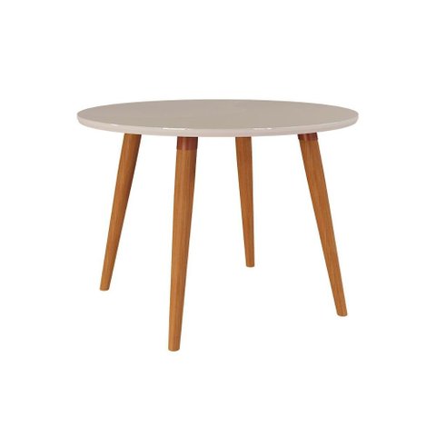 Mesa de Sala Jantar Dani Madeira Maciça C/tampo Madeirado Vidro 109cm Madeirado/off White - Cimol