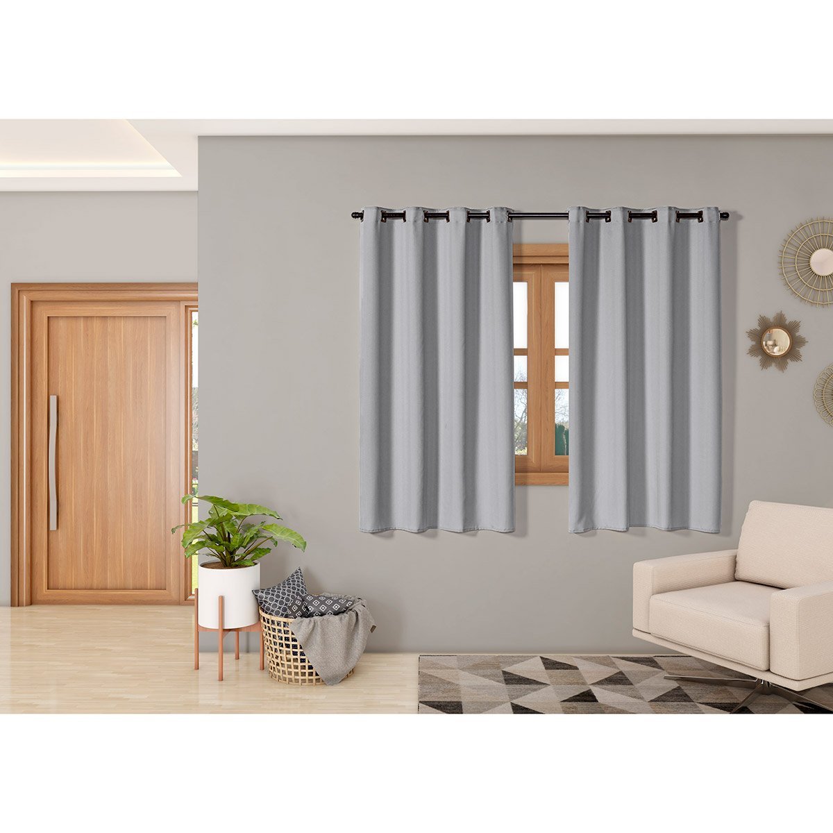 Cortina Oxford 2,20m X 1,40m Apartamento para Sala Quarto Janela Cozinha Decorativa Cinza - 2