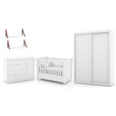 Ver imagem 1 de Dormitório Tutto New 2 Portas, Cômoda 1 Porta, Berço Branco Soft e Prateleiras - Matic Móveis