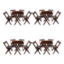 Ver imagem 1 de Kit 4 Conjuntos de Mesa Dobrável 60x60cm com 4 Cadeiras em Madeira Maciça - Imbuia