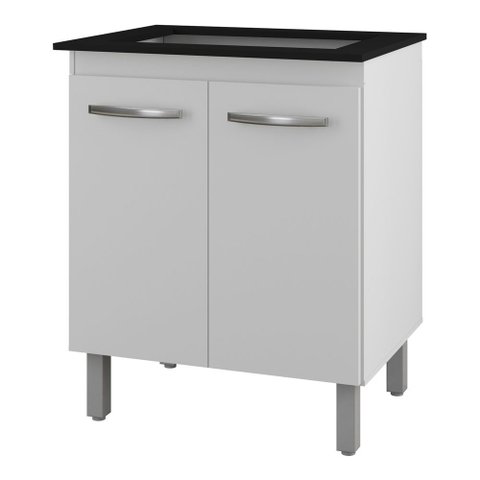 Balcão para Cooktop Jady 70cm 02 Portas com Tampo Recortado Branco - Desk Design